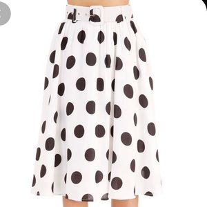 white and black polka dot skirt